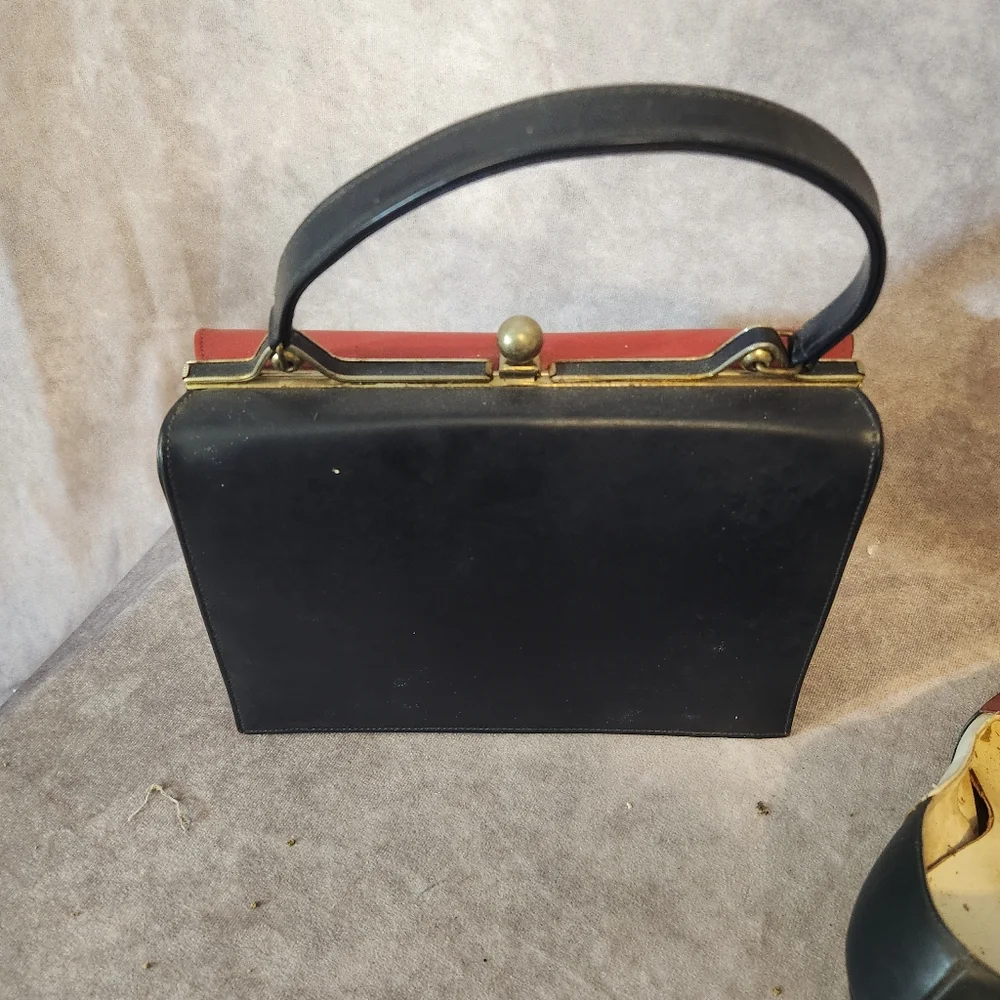 Vintage Red, White &‎ Navy Handbag and Heels Set Size 4.5
